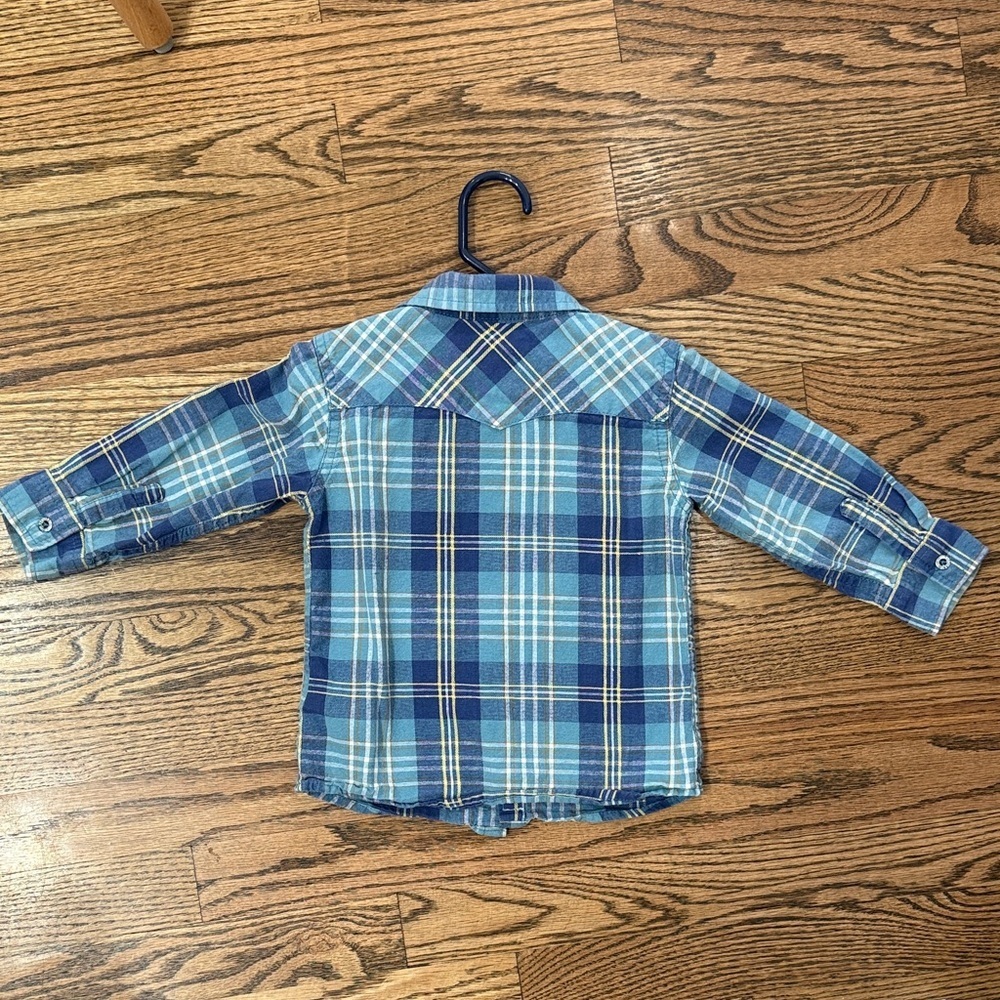 Boys Levi's Blue Plaid Button Down Shirt Size 18M - Picture 5 of 5